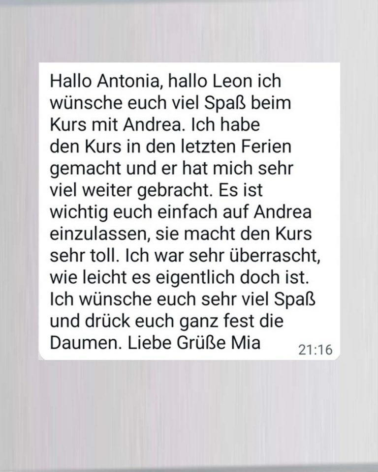 Feedback von Kurskind nach dem LRS-Intensivkurs in Ulm
