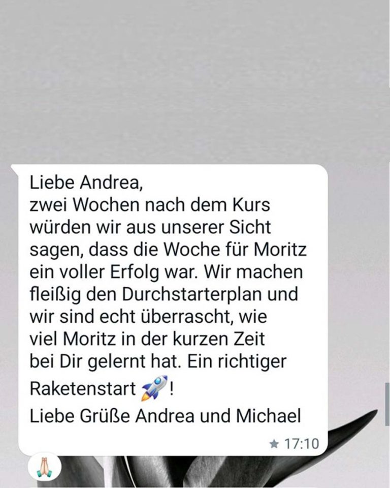 Testimonial von einem Elternpaar an LRStrainerin Andrea